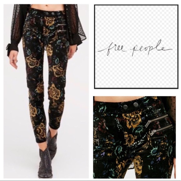 NWOT FREE PEOPLE Velvet Moto Jeans - Picture 2 of 5